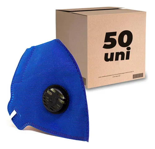comprar Camper PFF2 kit 50 unidade máscara respirador com válvula cor azul