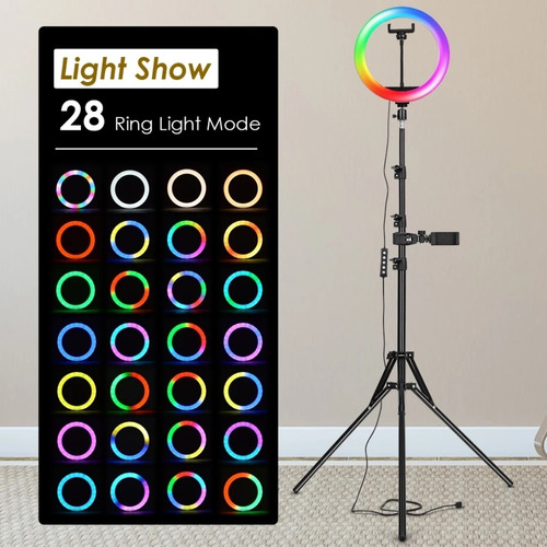 Imagen 5 de 6 de Aro De Luz Led 26cm + Soporte Para Celular + Trípode 2.10 M