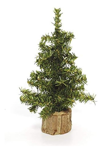 Mini Canadian Pine Tree With Wood Base (1pc), Green ...
