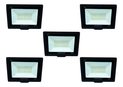 Pack X5 Proyector Reflector Led 50w Frío  Glowlux - E. A. -