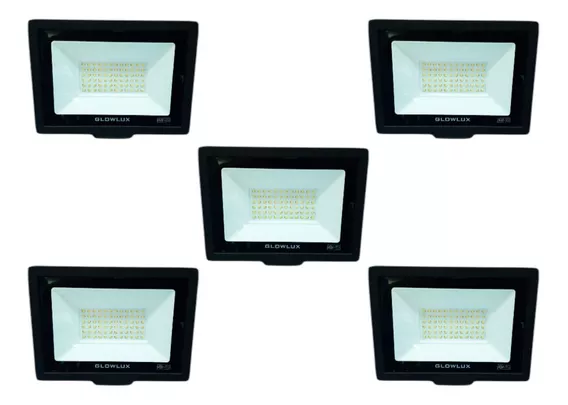 Pack X5 Proyector Reflector Led 50w Frío  Glowlux - E. A. -