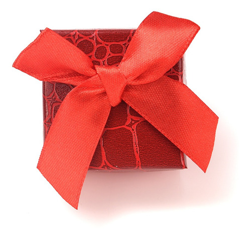 Imagen 7 de 8 de Caja Estuche Para Anillo Con Moño 4x4cm Docena Por Mayor