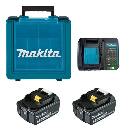 Kit 2 Baterias 18v 5.0ah Bl1850b Carregador DC18WC Maleta Makita