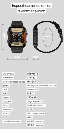 Smartwatch Senbono Militar L81b 1.96 Abs Plástico Bluetooth Blanco Hebilla Blanco Blanco