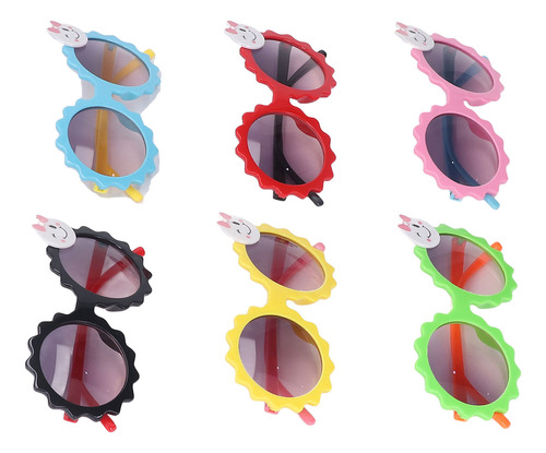 Gafas De Sol Redondas Para Niños, 6 Unidades, Diseño De Flor