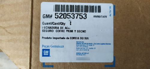 Fechadura Capô Trava Auto Onix Prisma Novo Original 52053753