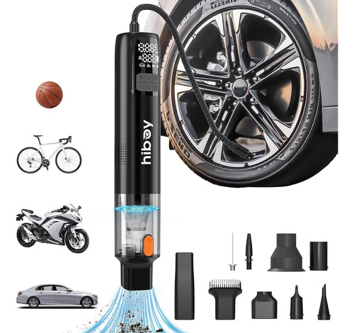 Compresor De Aire Portátil Hiboy 2 En 1 Con Inflador De Neum Black Hiboy Hiboy