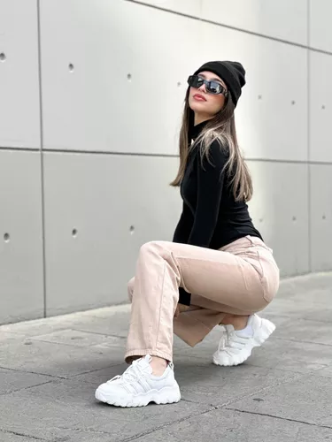 Zapatillas Blancas Mujer Plataforma Cuero Eco Urbanas Moscu