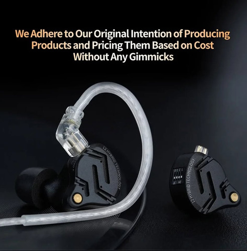 Auriculares Kz Zs12 Prox Negros Sin Switches - Nuevo Negro