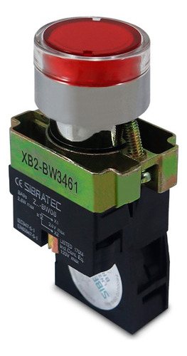 Botão Comando Impulso Iluminado Led 24vca/vcc 1nf Vermelho