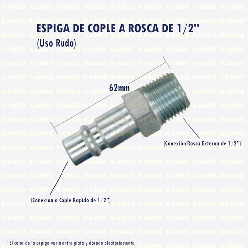 Paq 4 Espigas De 1/2 Para Instalaciones Neumaticas Aire Infl