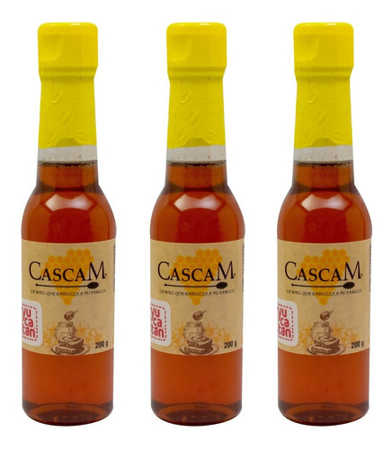 Miel De Abeja Pura Natural Yucatán 3 Pzas De 200g C/u Cascam