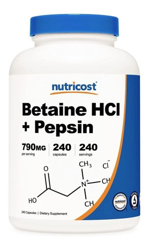 Original Nutricost Betaine Hcl + Pepsina 790 Mg, 240 Cap