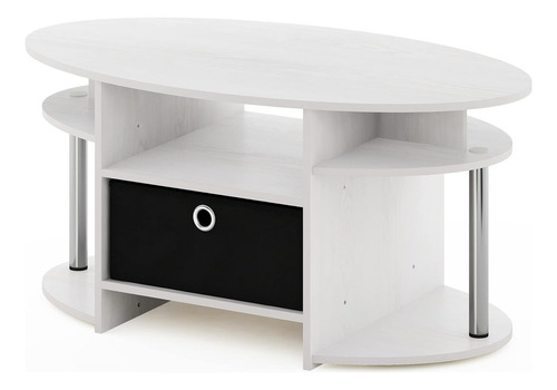 Mesa De Centro Ovalada Con Repositorio, Diseño Simple Jaya