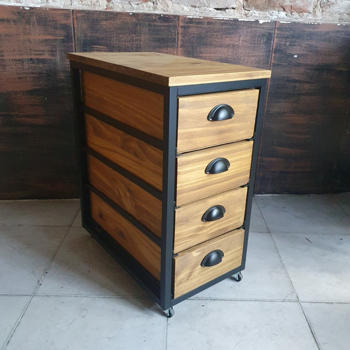 Imagen 5 de 5 de Cajonera Industrial Escritorio Pc Ruedas Movil Hierro 30x50