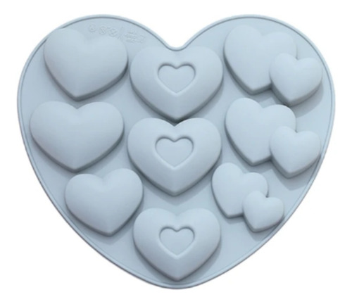 Molde Silicona 9 Corazones Doble Corazon Liso Relieve