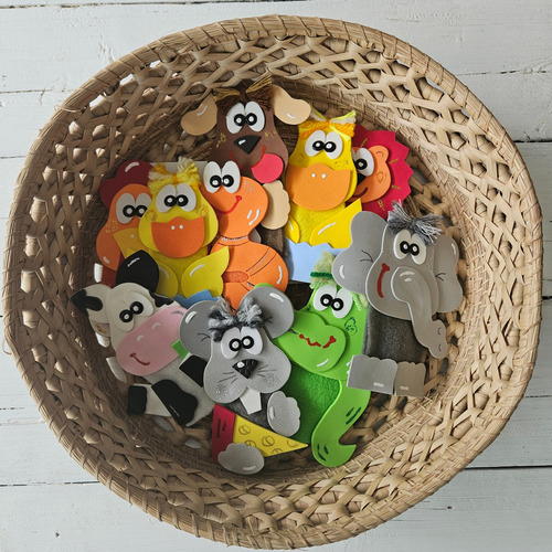 Titeres De Dedo De Animales - Pack Por 10 Unidades - Set 1