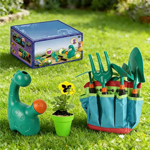 Tumnea Set De Jardinería Infantil – 5 Herramientas De Madera Y Metal: Palas, Rastrillo Y Horquilla, Ideales Para Arena Y Plantas