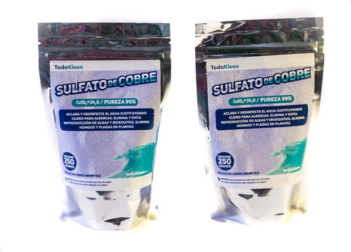 Sulfato De Cobre Pentahidratado 99% - 2 Bolsas De 250 Gr. 