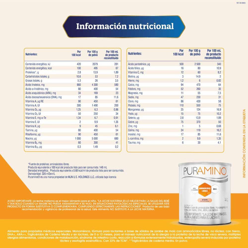 Fórmula Infantil Puramino Hipoalergénica - 6 Latas 2.4 Kg