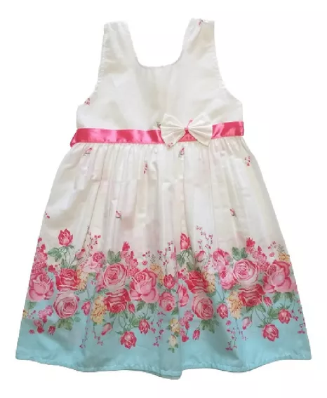 Vestido De Niña De Poplin De Algodón Con Flores