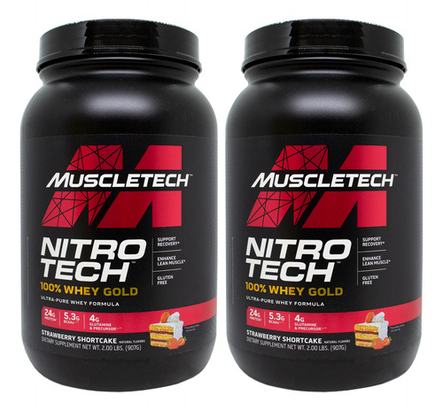 Muscletech Kit X2 Nitro Tech 100% Whey Gold Proteína 