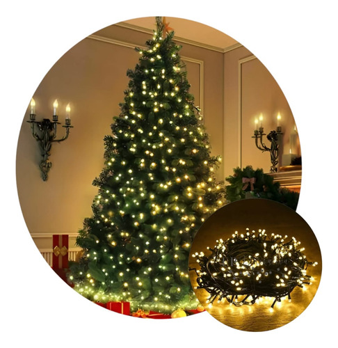 Pisca Luz De Natal 100 Leds 9m Luzes Branco Quente