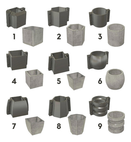 Imagen 1 de 7 de 5 Moldes Maceta Cemento Nº10 Modelos A Eleccion Mod36
