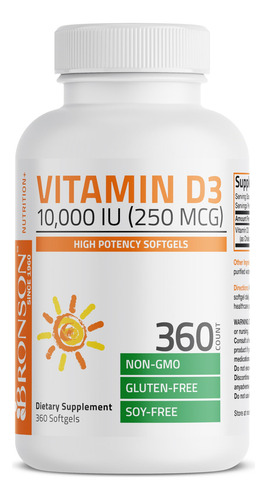 Bronson Vitamina D3 10,000 Ui 360 Cápsulas Blandas