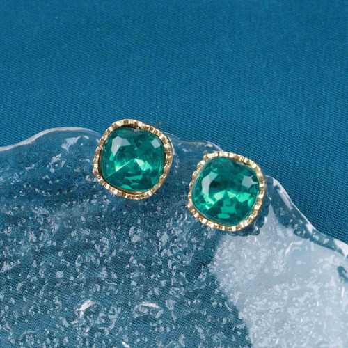 Yheakne Pendientes Cuadrados De Esmeralda Vintage Pendientes