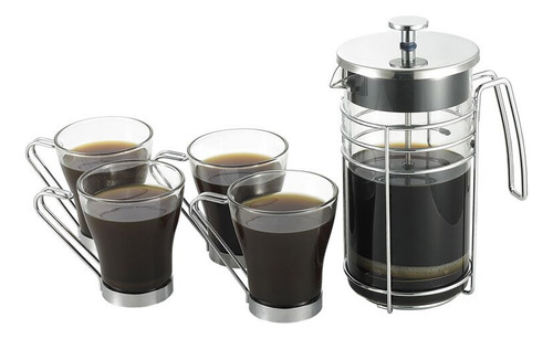 Set Prensa Francesa 1 L De Acero Inoxidable Con 4 Tazas
