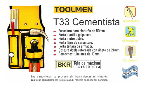 Imagen 2 de 7 de Cinturon Portaherramientas Martillo Armador Obra Toolmen T33
