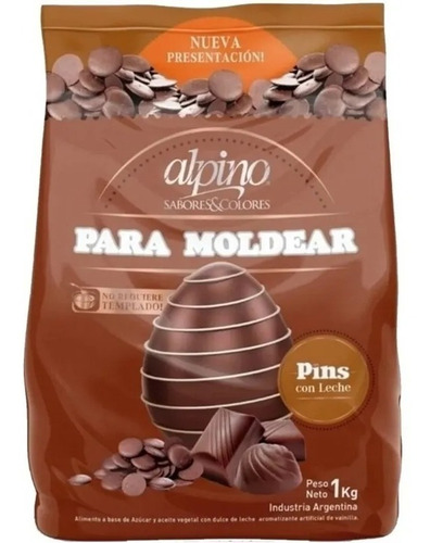 Chocolate para moldear Alpino Lodiser pins con leche 1kg