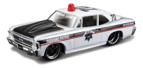Chevrolet Nova Patrulla Escala 1:64 1/64 Bburago Coleccion Color Blanco