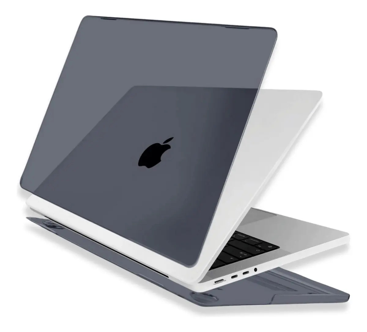Capa Para Macbook Pro 14pol M4 Normal/ Pro/ Max Skin Case Cor Preto/Cristal