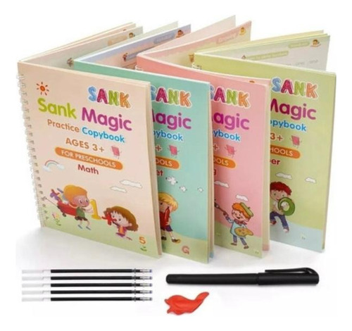 Libros Mágicos De Caligrafia (borrables) Para Niños, Kit 4 