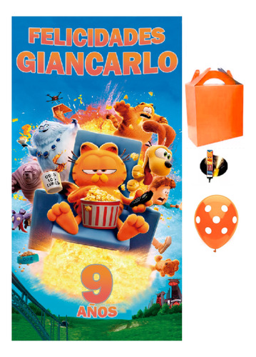 F1 Kit Lona Personalizada Garfield Gato Fiesta Jon Odie