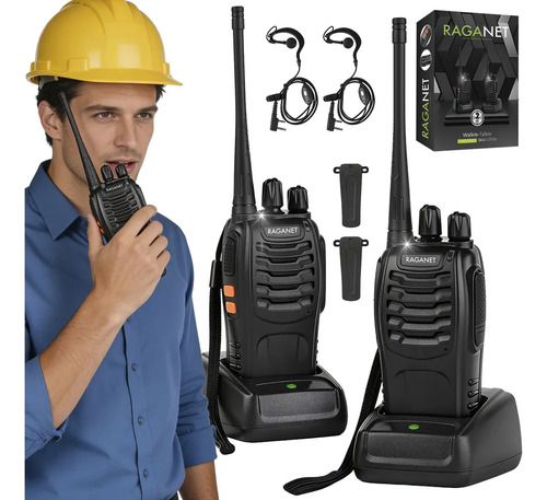Kit de 2 Radios Transmisores Walkie-talkie Inalámbricos Bandas De Frecuencia 400-470 Color Negro