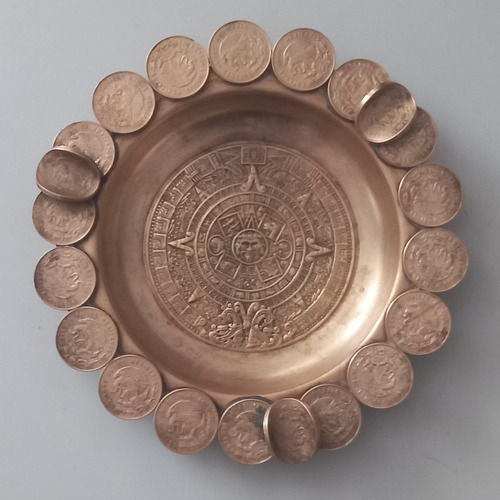 Cenicero Mexicano Calendario Azteca Con Monedas