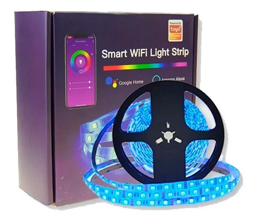 Tira De Led Smart Rgb 5m Y Foco Inteligente Multicolor