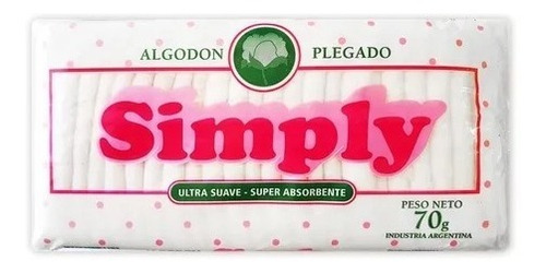 Algodon Plegado Ultra Suave & Absorbente Simply Baby 70g