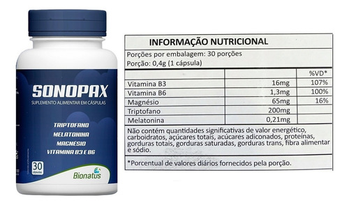 Kit 2x Melatonina + Triptofano + Magnésio + Vitamina B3 Sabor Sem Sabor