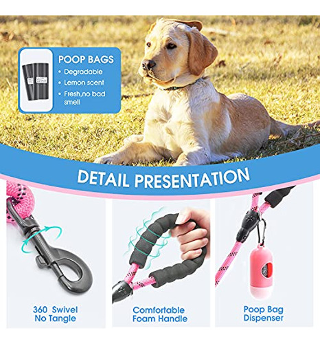 Correa Para Perros Baapet Strong De 4/5/6 Pies Con Asa Acolc