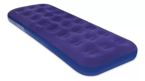 JEAOUIA Colchón de aire de tamaño individual para inflable, colchones  inflables azules portátiles con parte superior flocada, cama de aire  plegable