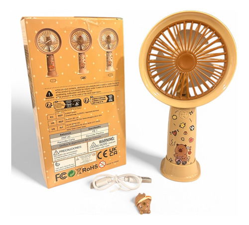 Mini Ventilador Capibara Portatil Usb-c Recargable Lindo Fan Beige