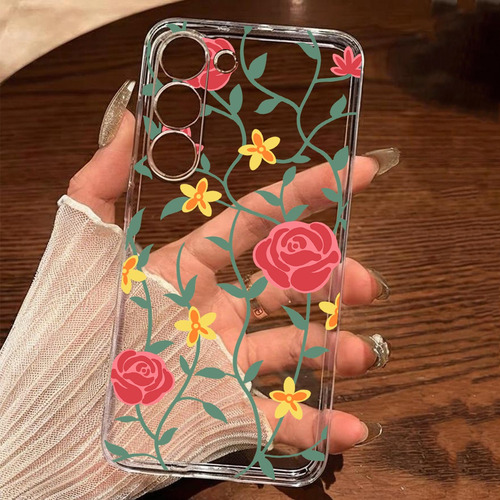 Una Funda Blanda Transparente Para Teléfono Verde Parra Rosa Con Funciones A Prueba De Golpes, Compatible Con Apple, Compatible Con Samsung