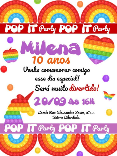 Imagem 4 de 10 de Convite Digital De Aniversário Fidget Toys Pop It