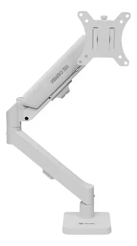Suporte articulado para monitor Zinnia Nimbo 110 na cor branca, com base de mesa e cabeça VESA, exibido de frente em fundo branco.