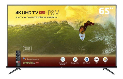 Smart Tv Led 65 4k Tcl 65p8m Com Android Tv, Controle Remot