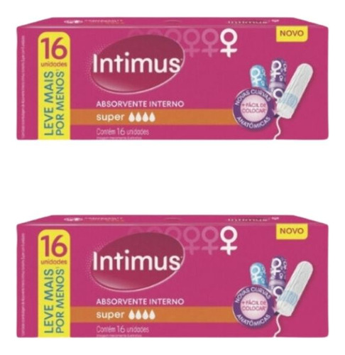 Absorvente Intimus Interno Com 16 Super - Kit C/ 2un